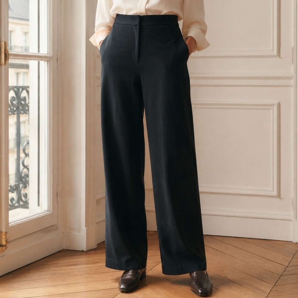 Aritzia The Group Babaton Black Wide Leg Trouser Pants Jersey Knit Size 2